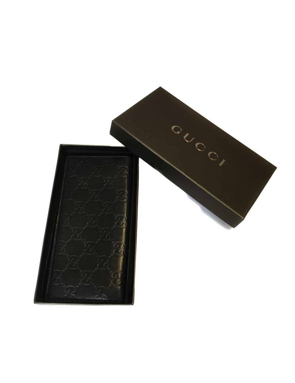 GUCCI black monogram leather flap portfolio
