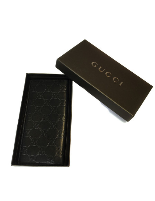GUCCI black monogram leather flap portfolio