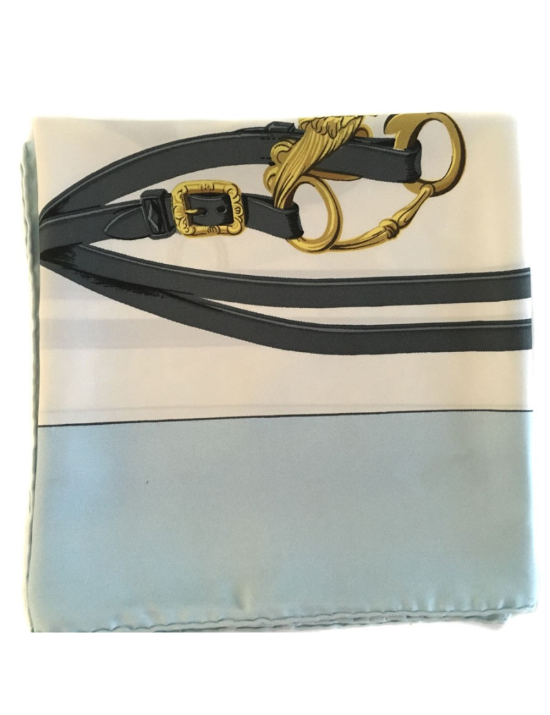 AUCTION Hermès "Brides de Gala" in sky blue and white silk