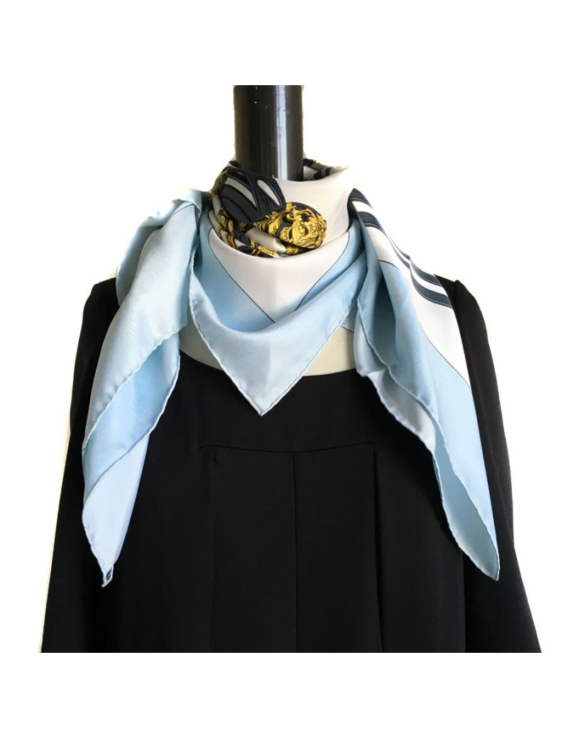 AUCTION Hermès "Brides de Gala" in sky blue and white silk