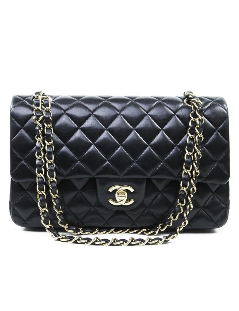 Sac CHANEL timeless cuir d'agneau noir matelassé