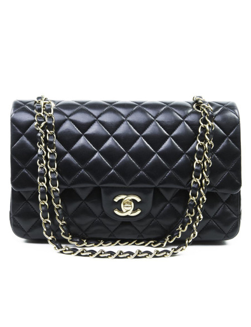Sac CHANEL timeless cuir d'agneau noir matelassé