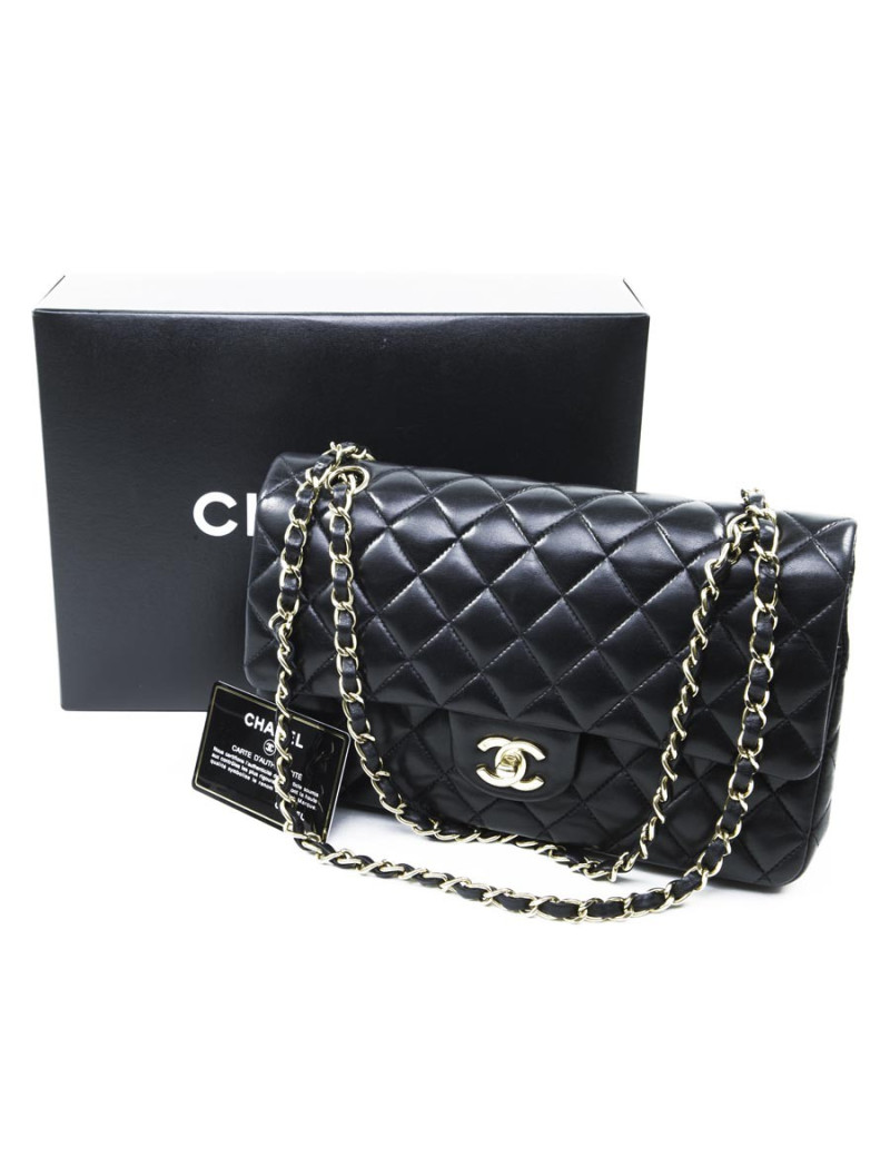 Quilted CHANEL timeless black lambskin bag