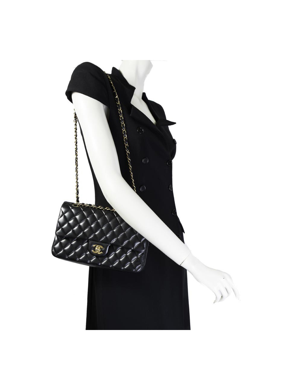 Quilted CHANEL timeless black lambskin bag