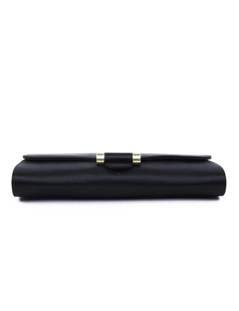 YVES SAINT LAURENT silk satin black pouch