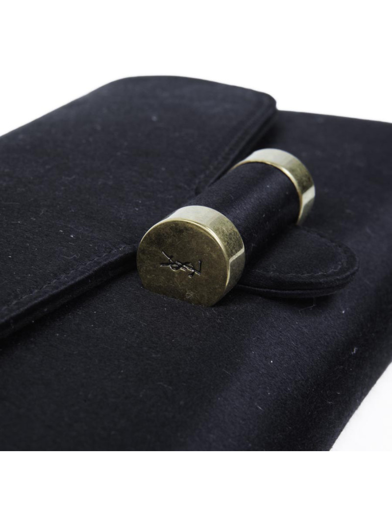 YVES SAINT LAURENT silk satin black pouch