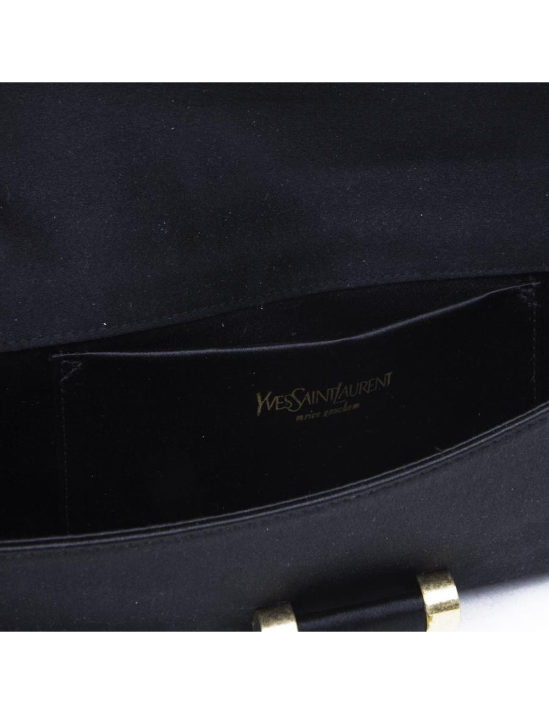 YVES SAINT LAURENT silk satin black pouch
