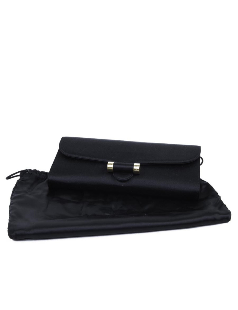 YVES SAINT LAURENT silk satin black pouch