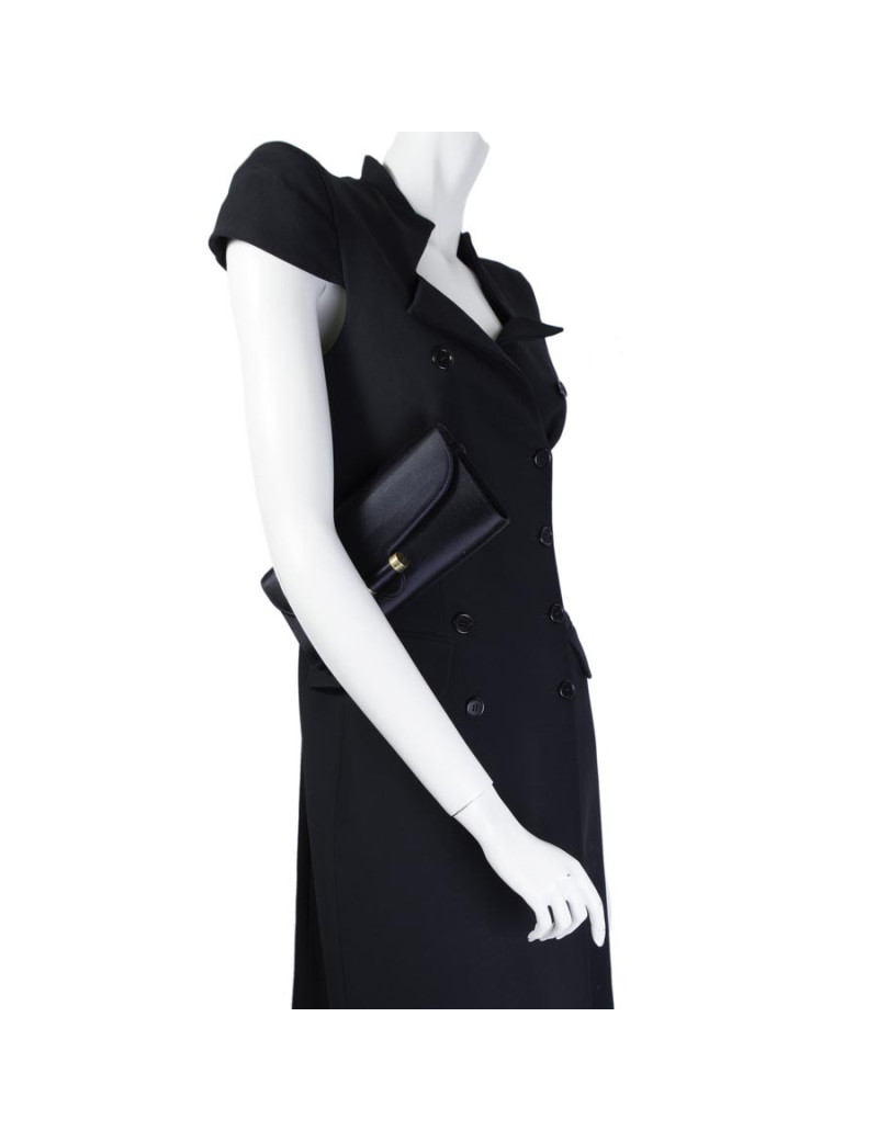 YVES SAINT LAURENT silk satin black pouch