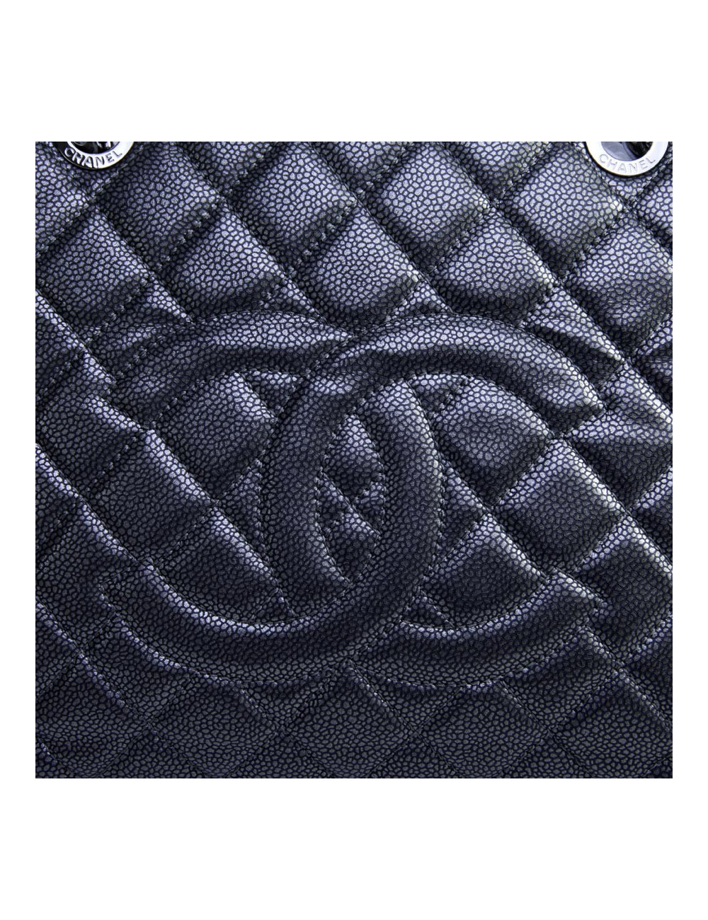CHANEL metallic grey grained calf tote bag