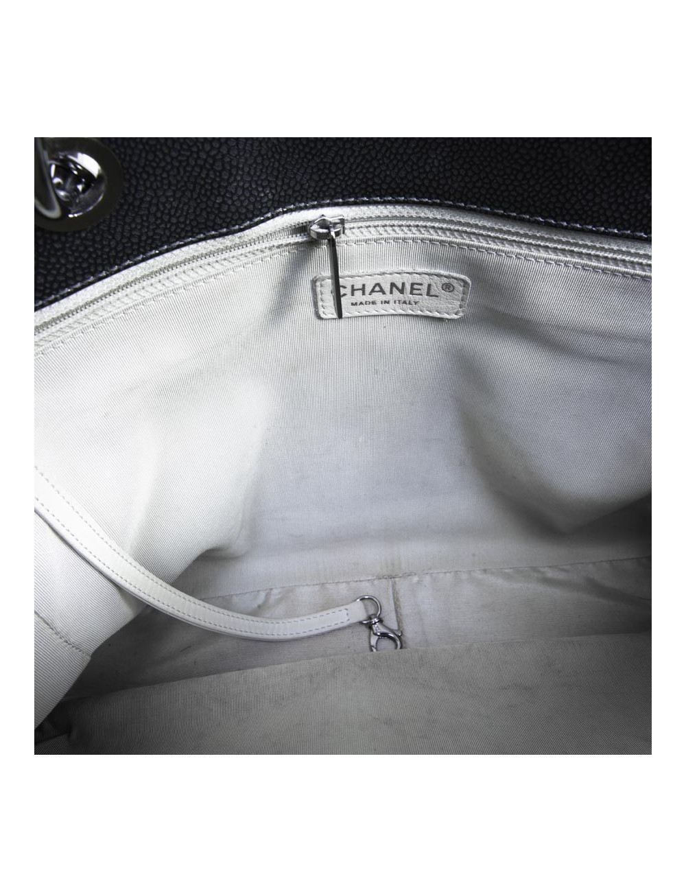 CHANEL metallic grey grained calf tote bag