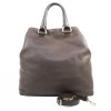 PRADA Brown grained leather satchel bag