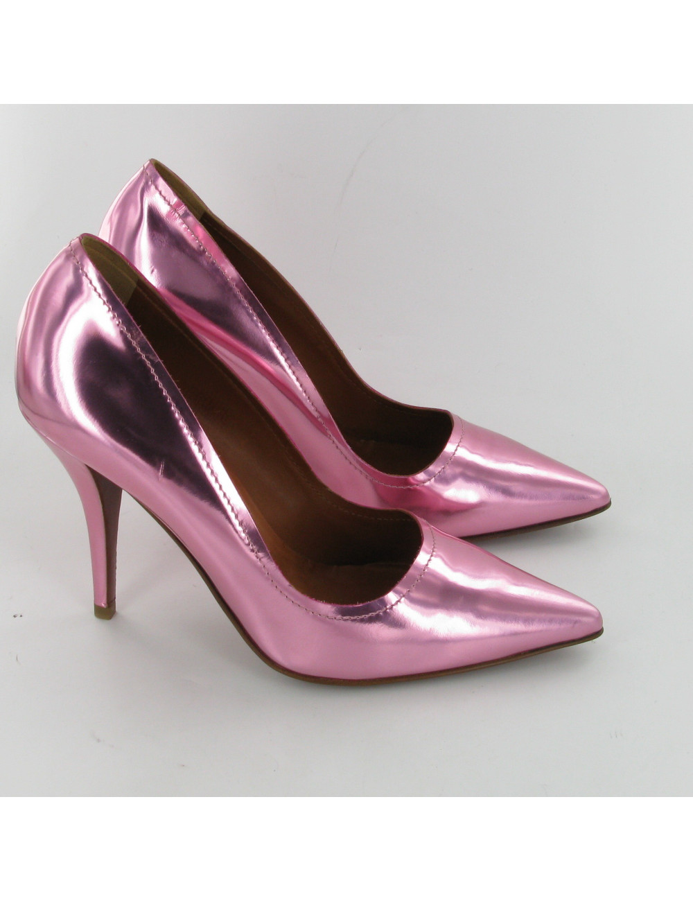 Escarpins cuir métallisé rose LANVIN