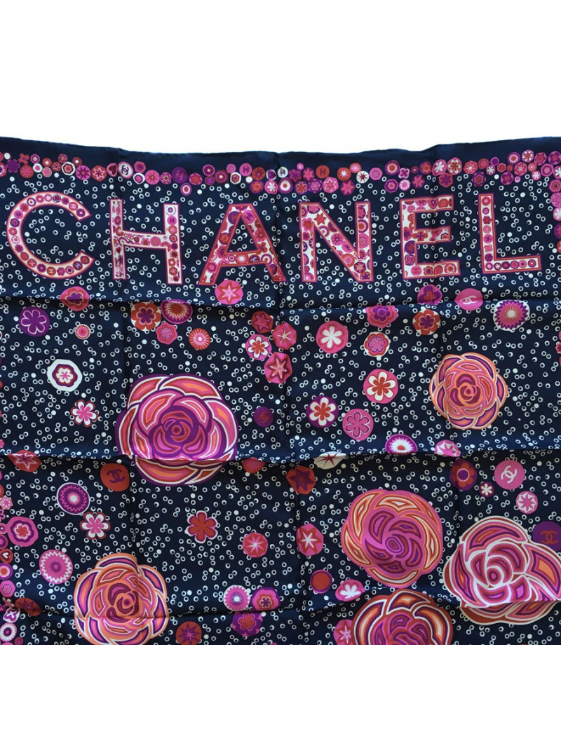 Midnight blue silk scarf CHANEL