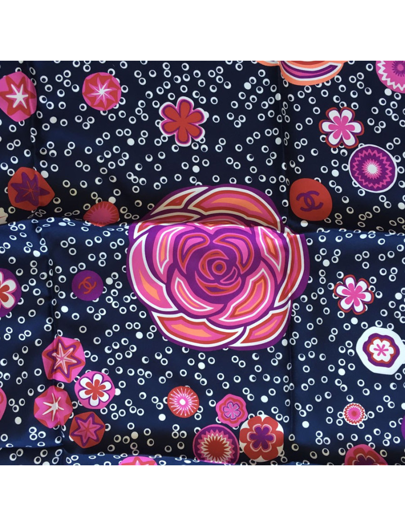 Midnight blue silk scarf CHANEL
