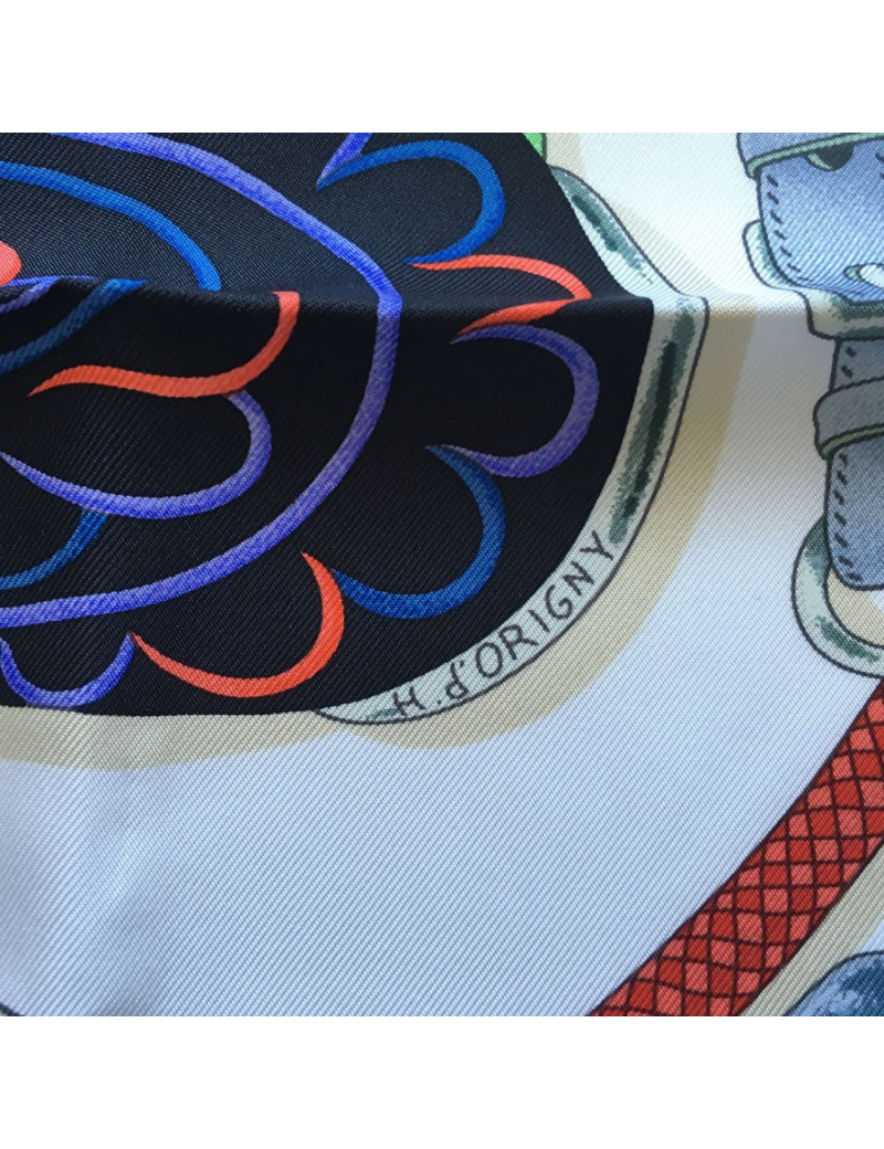 Square HERMES 'Festival of the Amazons' myositis, salmon and white silk