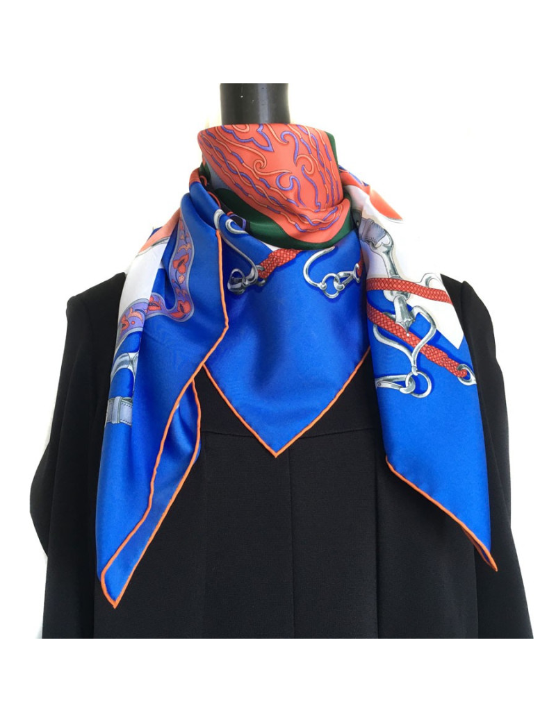 Square HERMES 'Festival of the Amazons' myositis, salmon and white silk