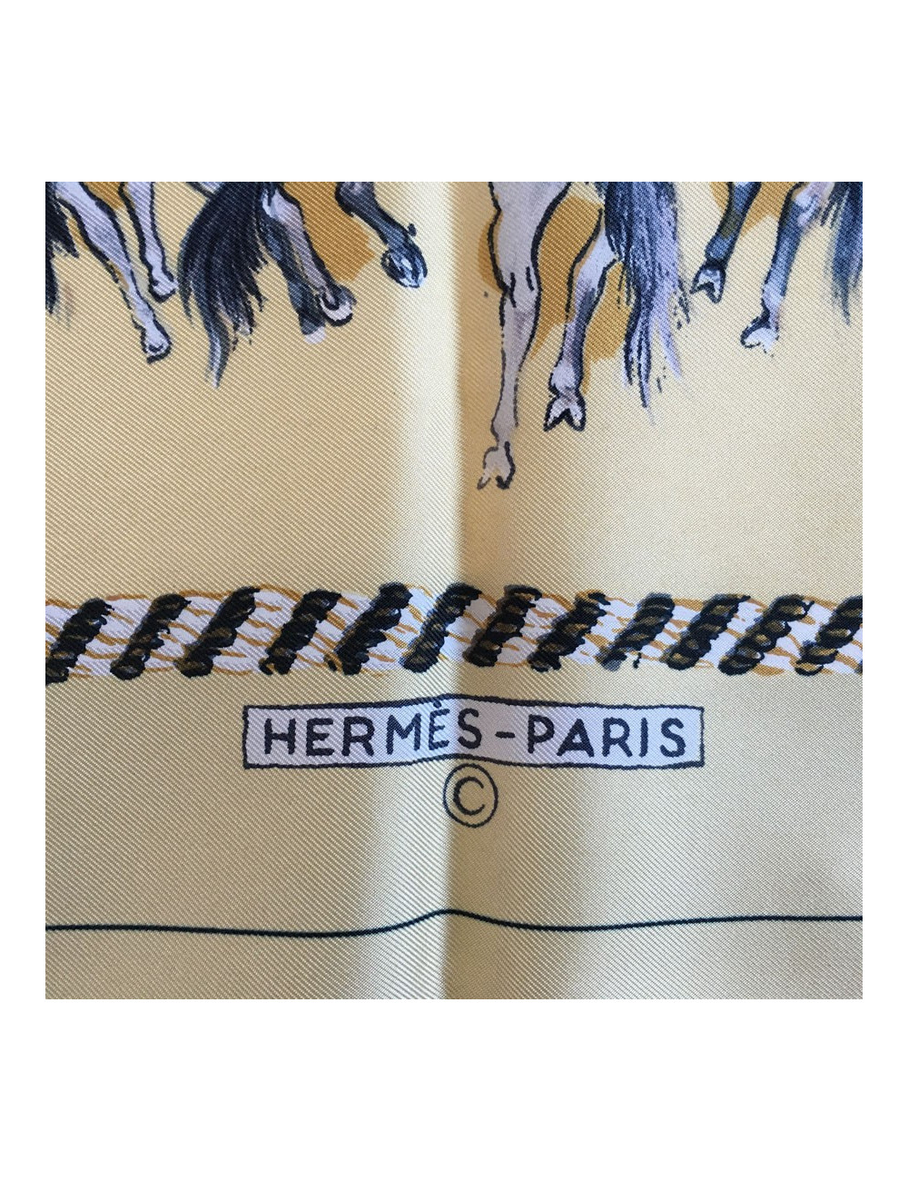 Hermès "La Camargue" in pale yellow silk