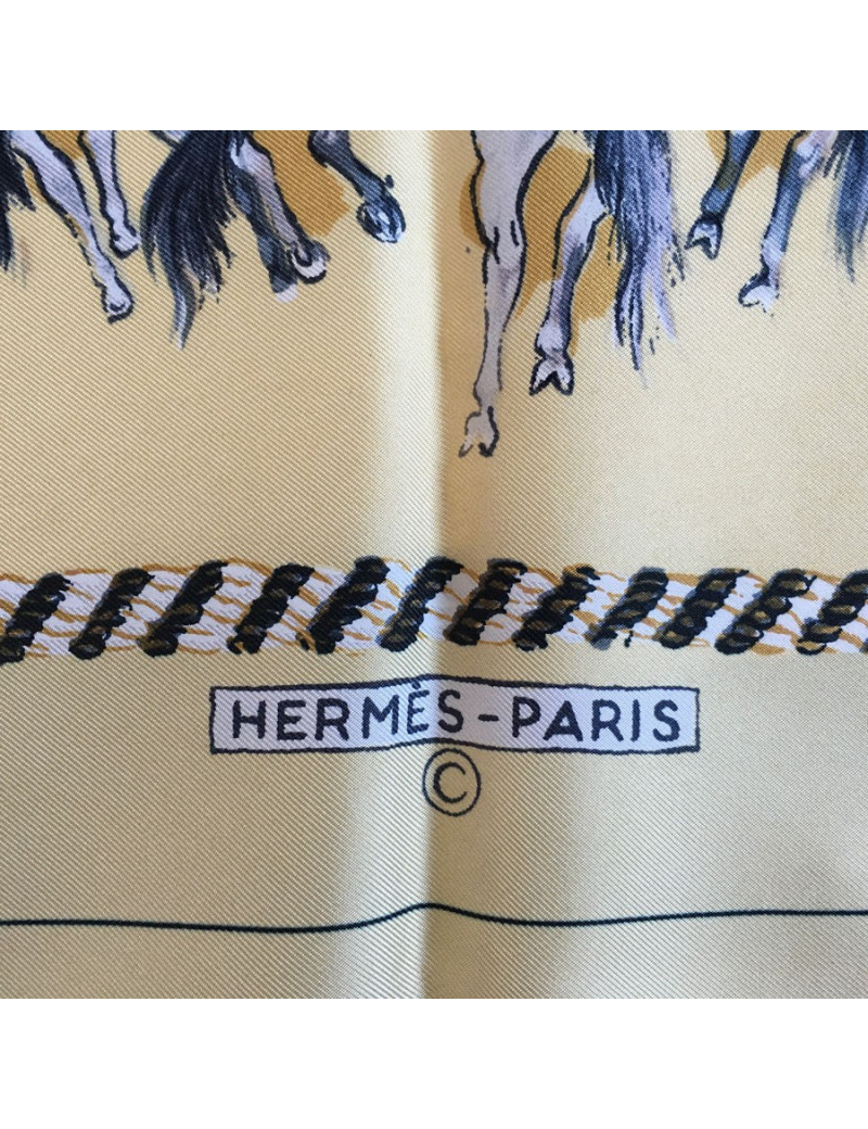 Hermès "La Camargue" in pale yellow silk