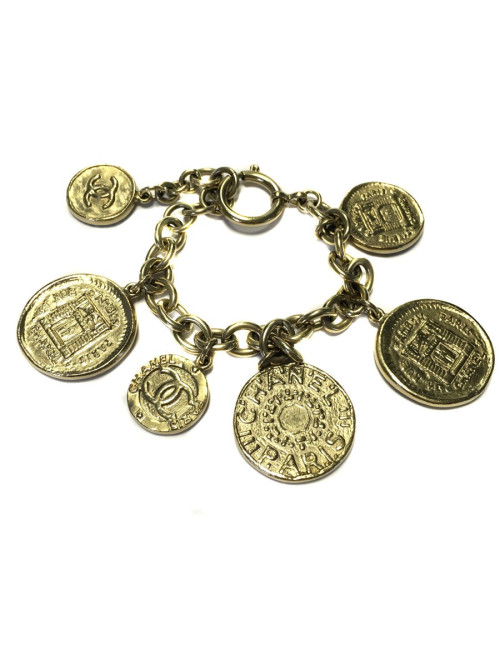 Bracelet CHANEL gold golden metal parts very pale