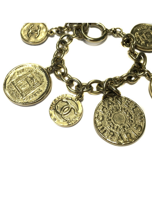 Bracelet CHANEL gold golden metal parts very pale