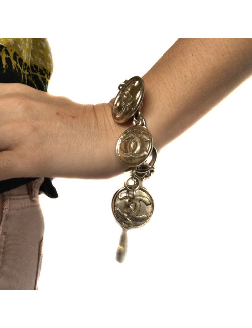 Bracelet CHANEL gold golden metal parts very pale
