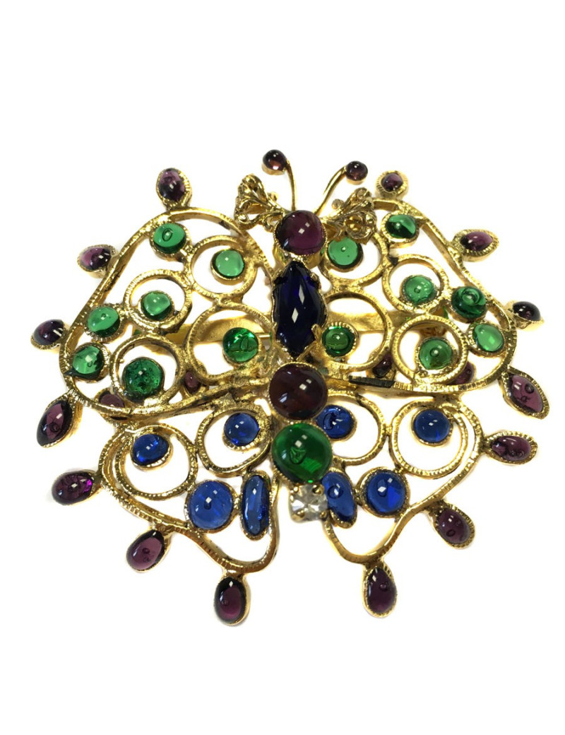 Broche papillon MARGUERITE de VALOIS en pâte de verre