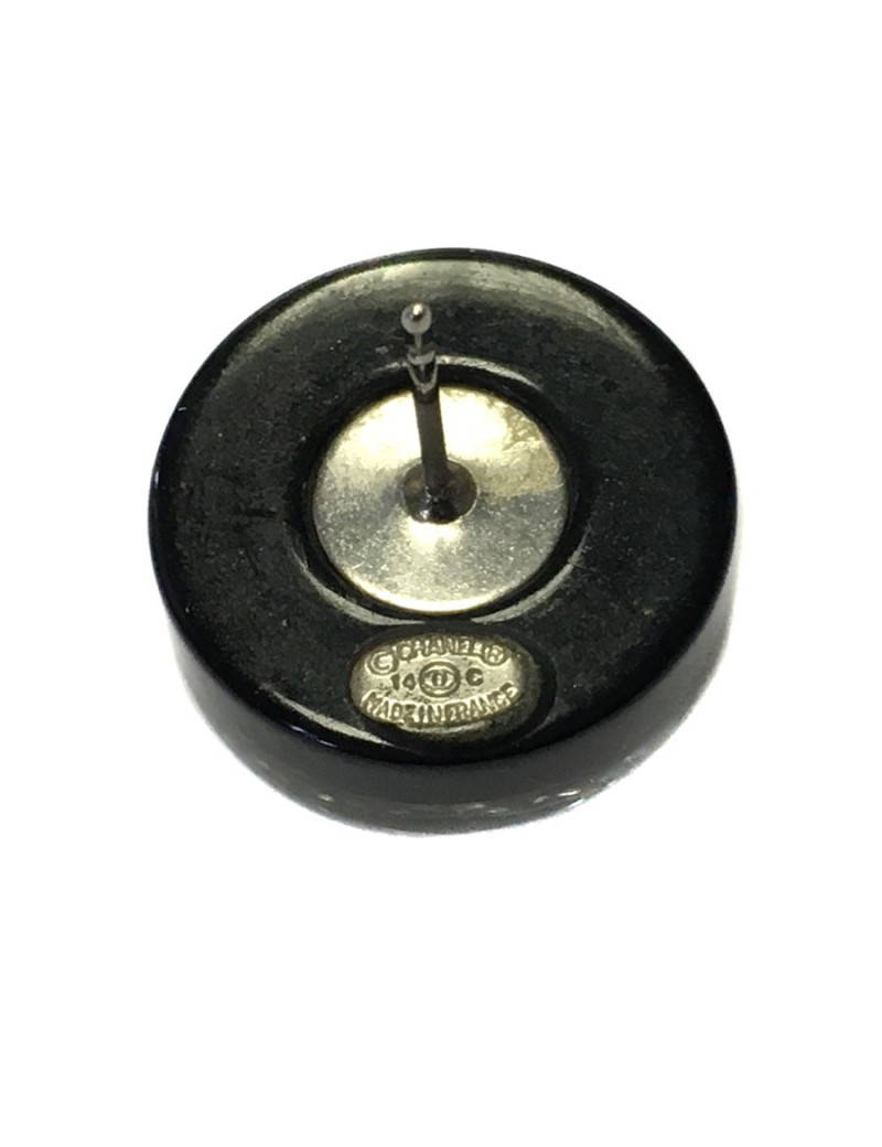 Boucles d'oreille  Clous CHANEL noirs et strass