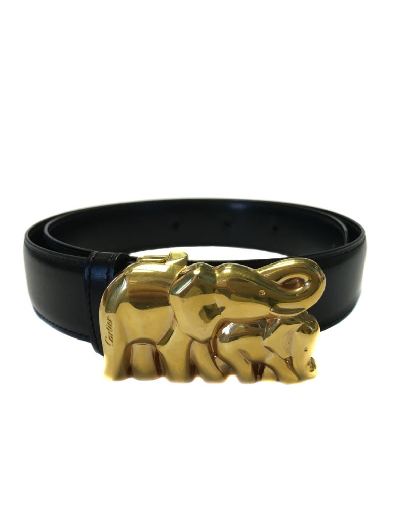 Ceinture CARTIER boucle éléphants en métal doré