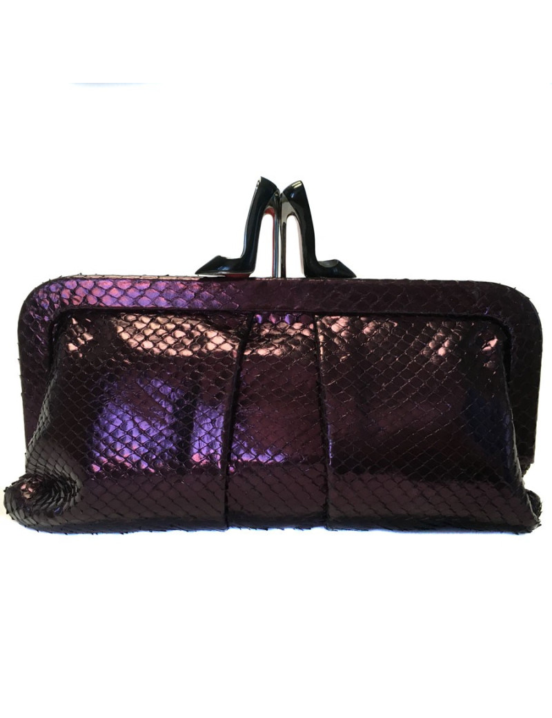 Mini clutch LOUBOUTIN en python prune