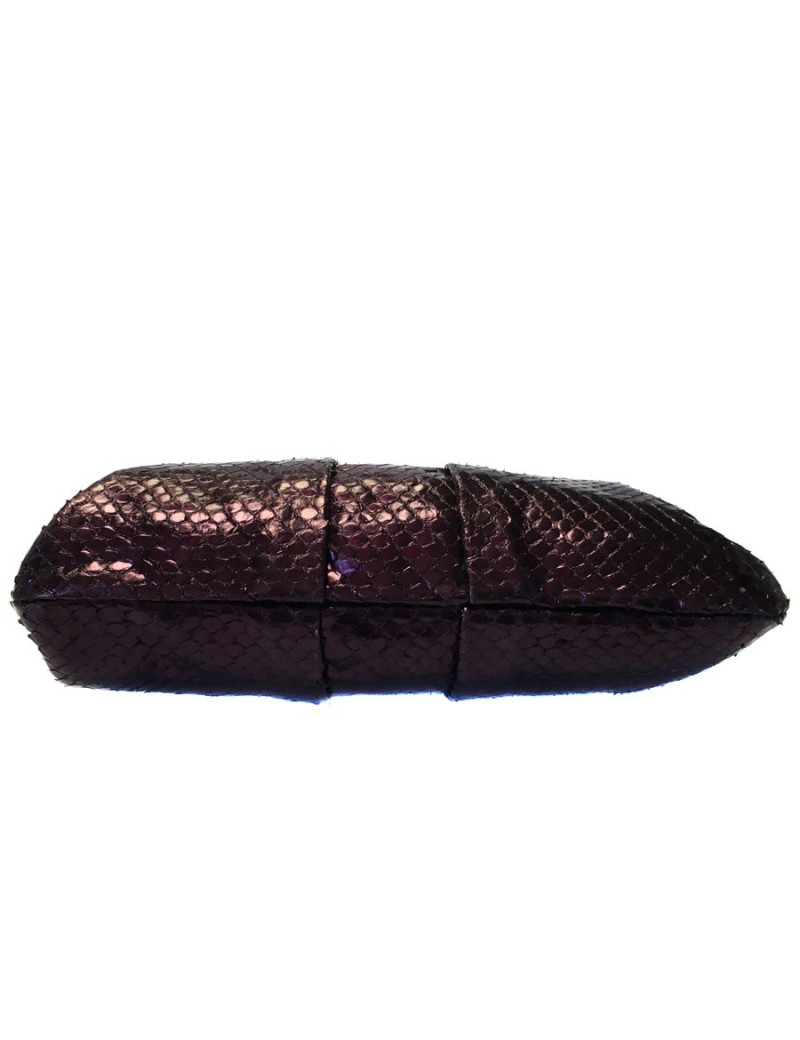 LOUBOUTIN clutch in plum python mini