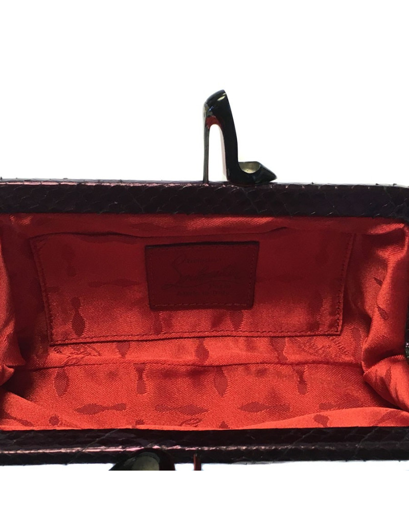 LOUBOUTIN clutch in plum python mini