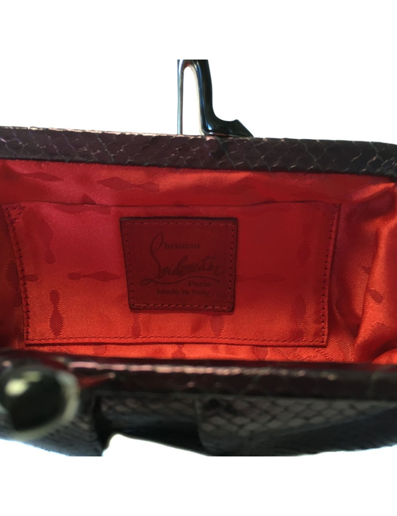 LOUBOUTIN clutch in plum python mini