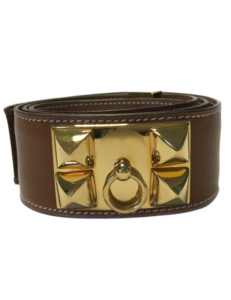 Ceinture T 78/79 HERMES Médor cuir courchevel gold 