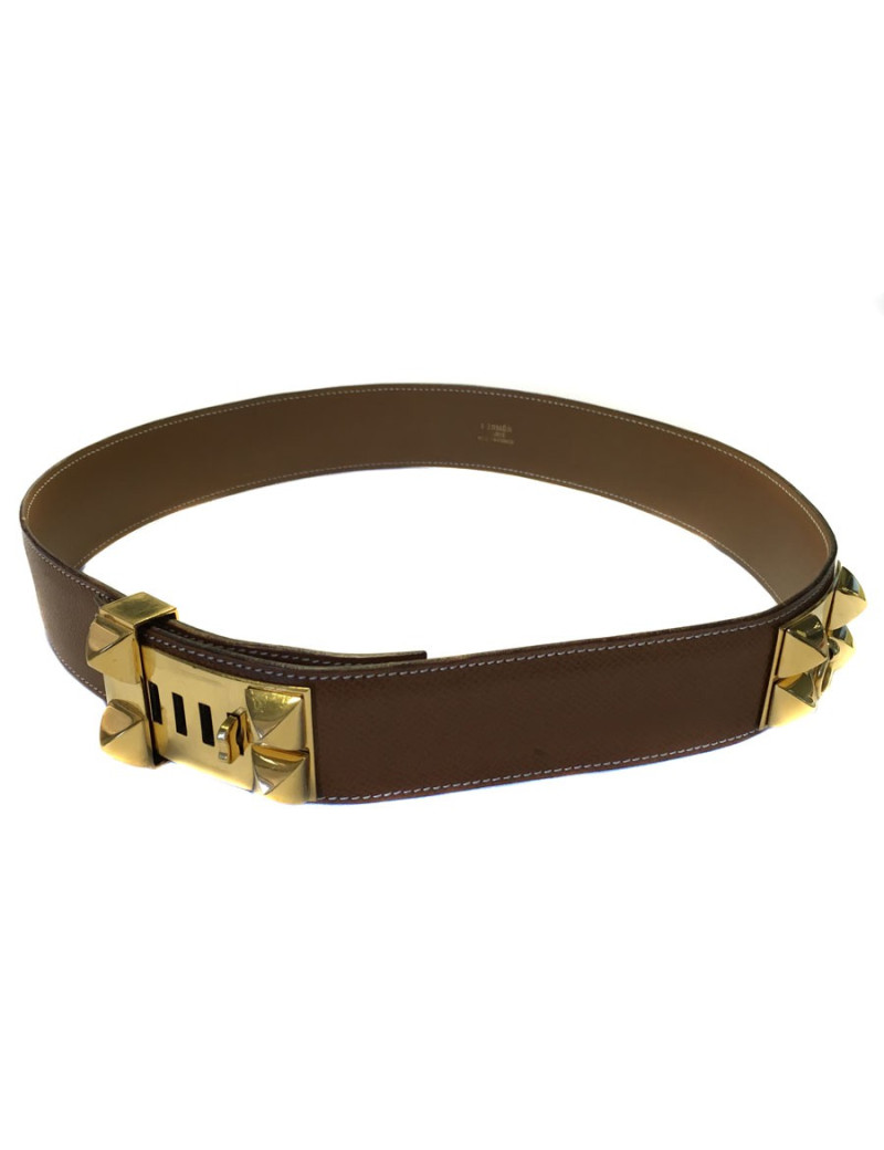 Ceinture T 78/79 HERMES Médor cuir courchevel gold 