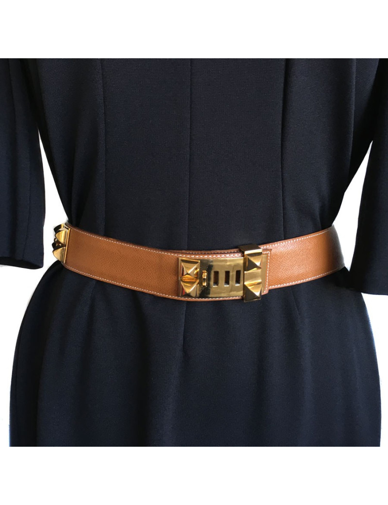 Ceinture T 78/79 HERMES Médor cuir courchevel gold 
