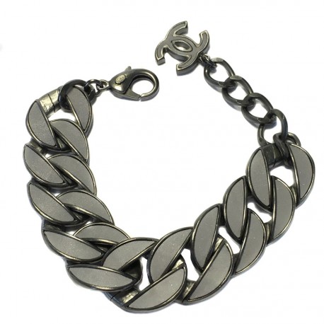 CHANEL bracelet silver grey metal - VALOIS VINTAGE PARIS
