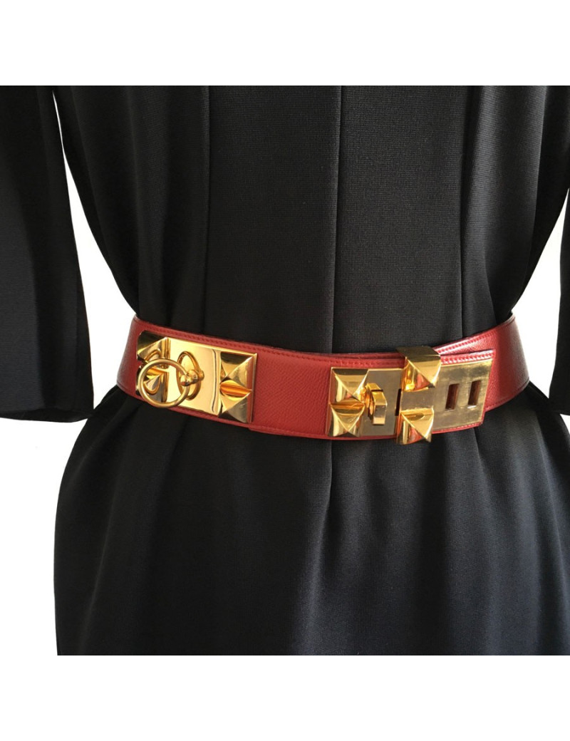 Ceinture HERMES Médor rouge