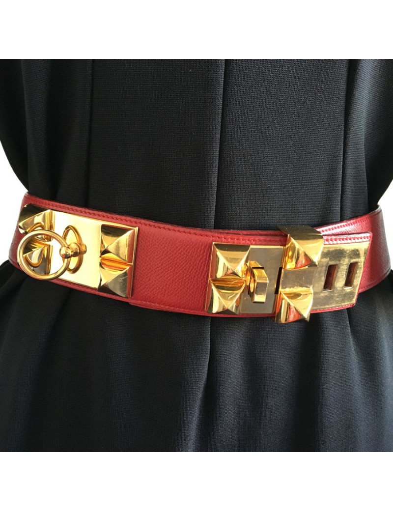 Ceinture HERMES Médor rouge