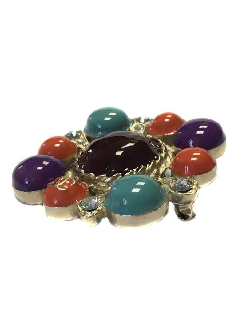 Broche CHANEL multicolore et strass