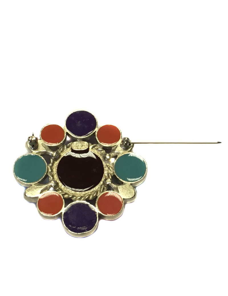 Broche CHANEL multicolore et strass