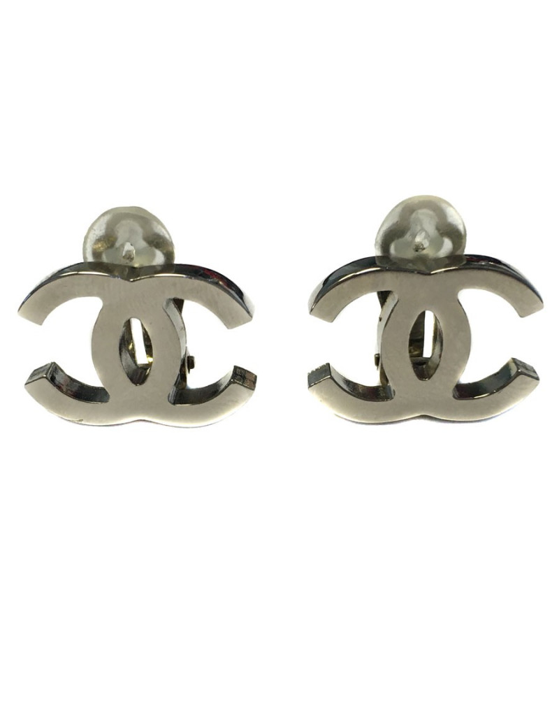 Clips d'oreille CHANEL CC en palladium