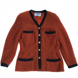 CHANEL T38 red tweed jacket