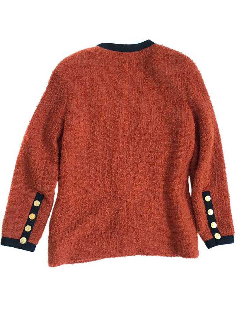 CHANEL T38 red tweed jacket