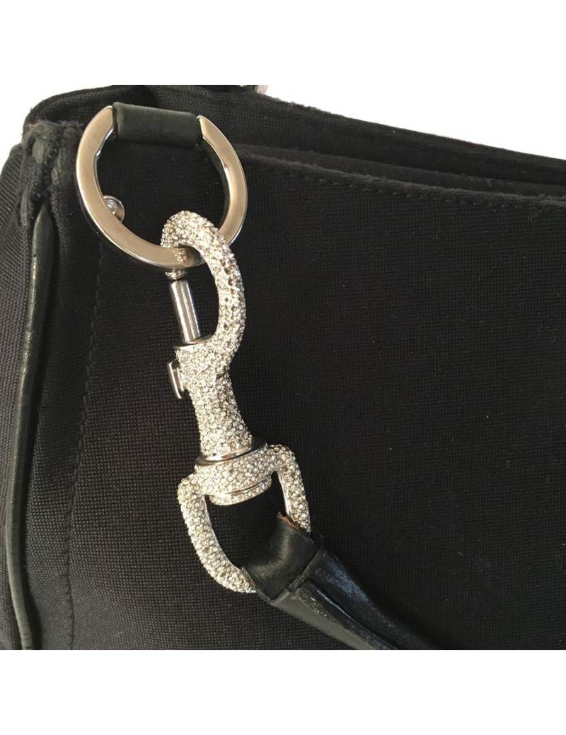 DIOR bag in Black canvas and carabiner rhinestones