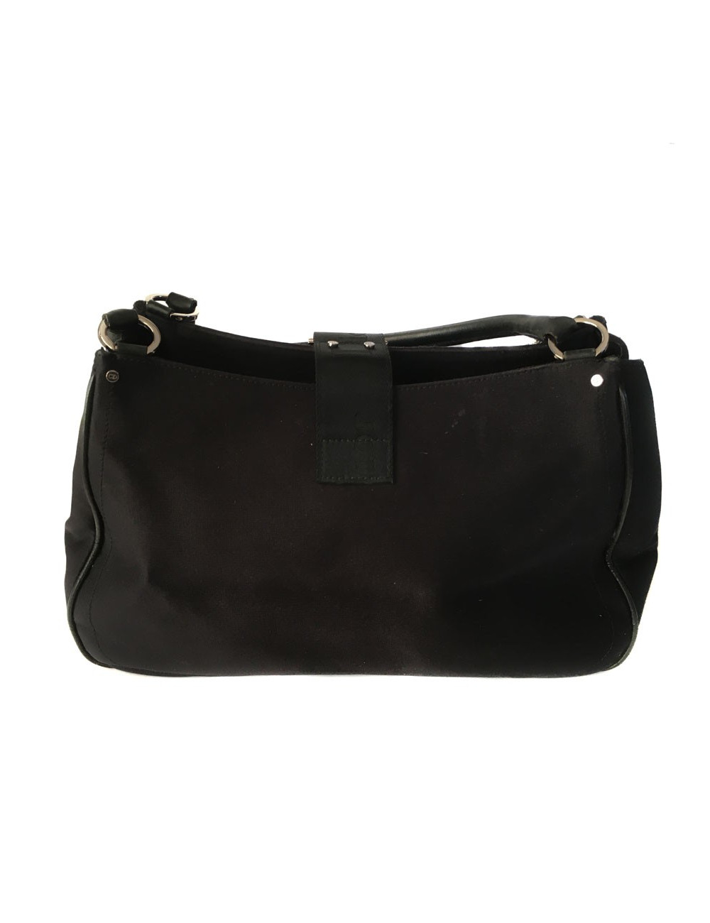 Sac DIOR en toile noire et mousqueton strass