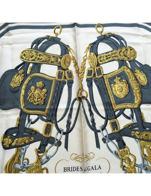 Hermès "Brides de Gala" in ivory, pink and grey silk