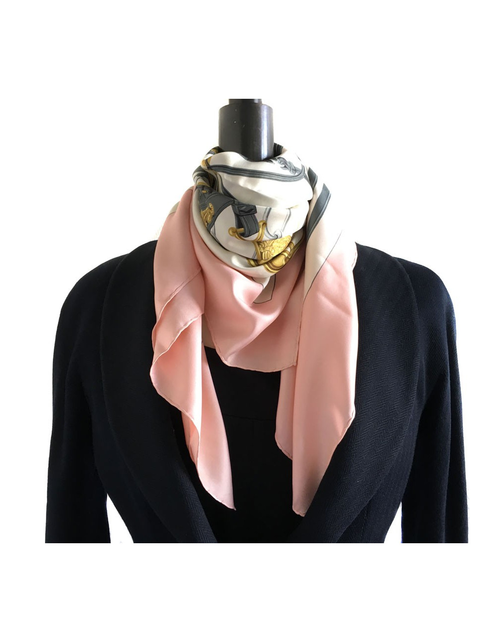 Hermès "Brides de Gala" in ivory, pink and grey silk