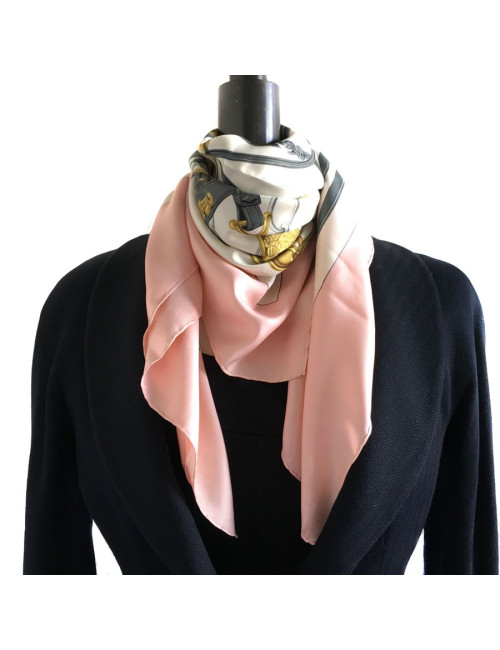 Hermès "Brides de Gala" in ivory, pink and grey silk