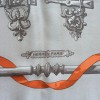 "Ironwork" HERMES square silk tow, gray and orange